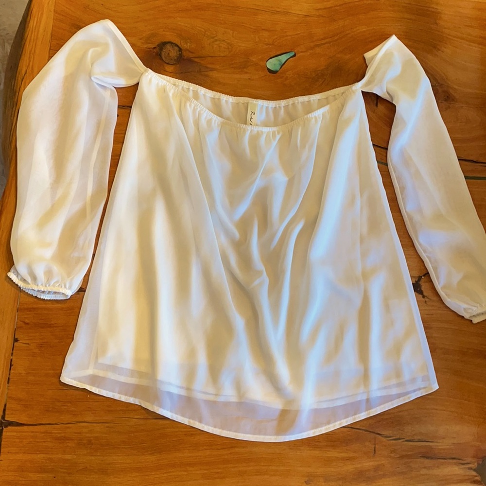 Rachel Kate White off the shoulder top